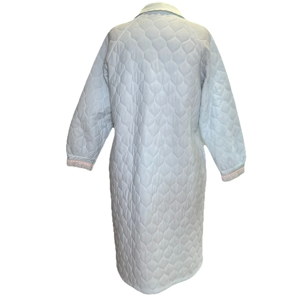 JCPenney Vtg Quilted Robe House Dress L Granny‎ Appliqué Cottage 60s Mid Century